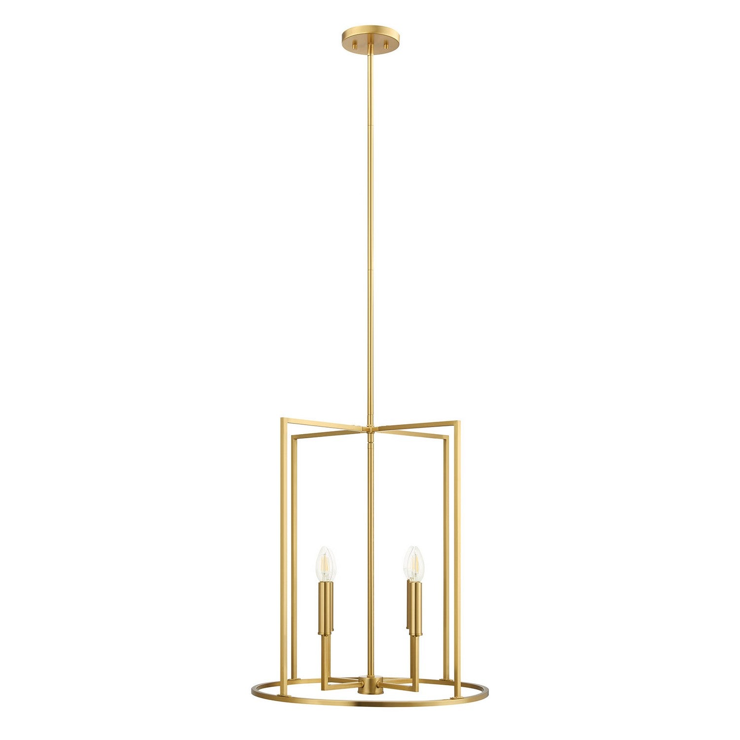 Meridian - M7044NB - Four Light Pendant - Natural Brass
