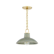 Hudson Valley - 1914-AGB/CMC - One Light Pendant - Pottersville - Aged Brass/Ceramic Moss Crackle