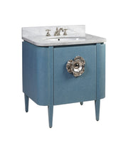 Currey and Company - 3800-0005 - Vanity with Sink - Lacquered Blue Linen / Natural / White / Polished Nickel