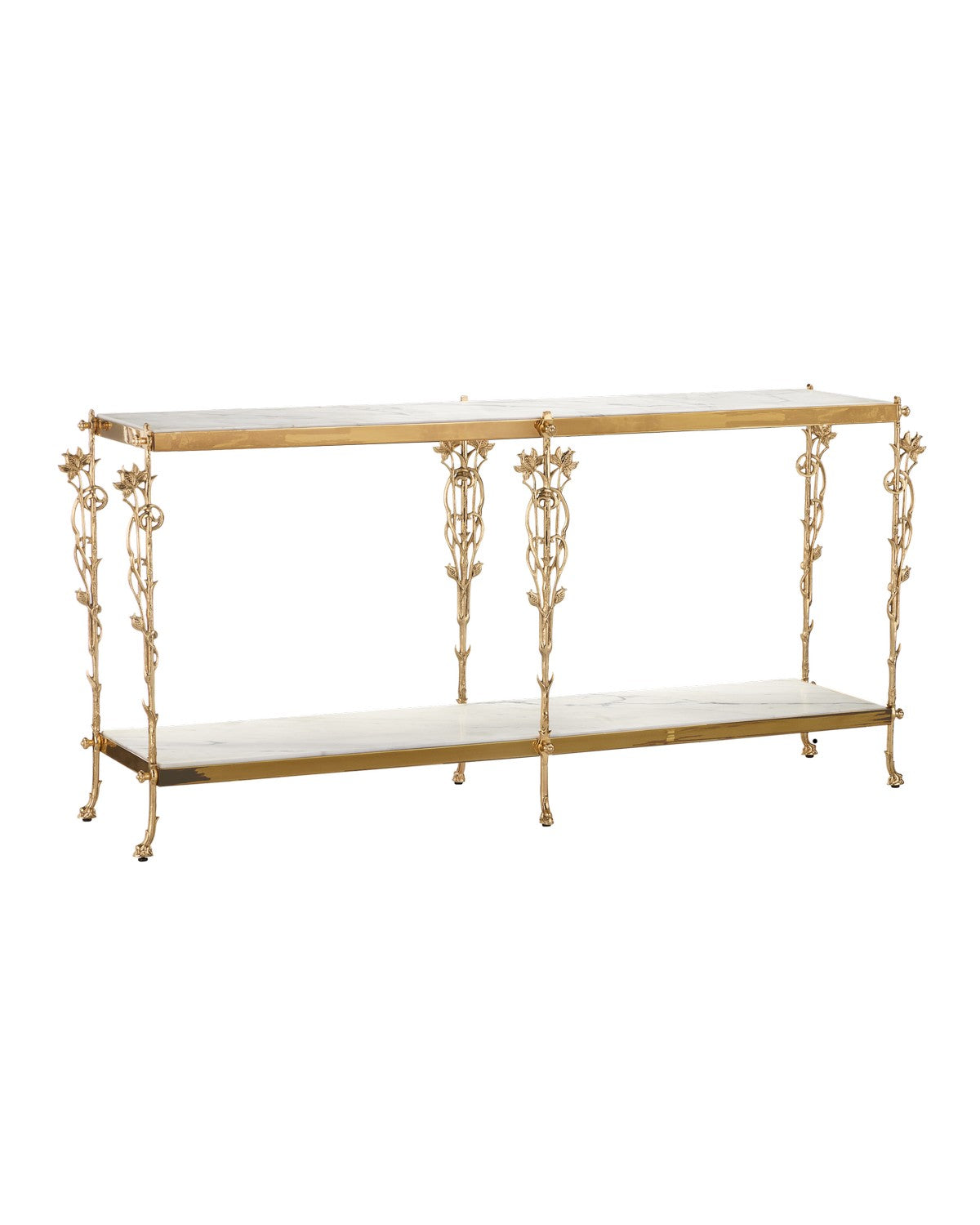 Currey and Company - 4000-0205 - Console Table - Polished Brass / Natural