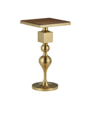 Currey and Company - 4000-0213 - Accent Table - Brushed Brass / Walnut