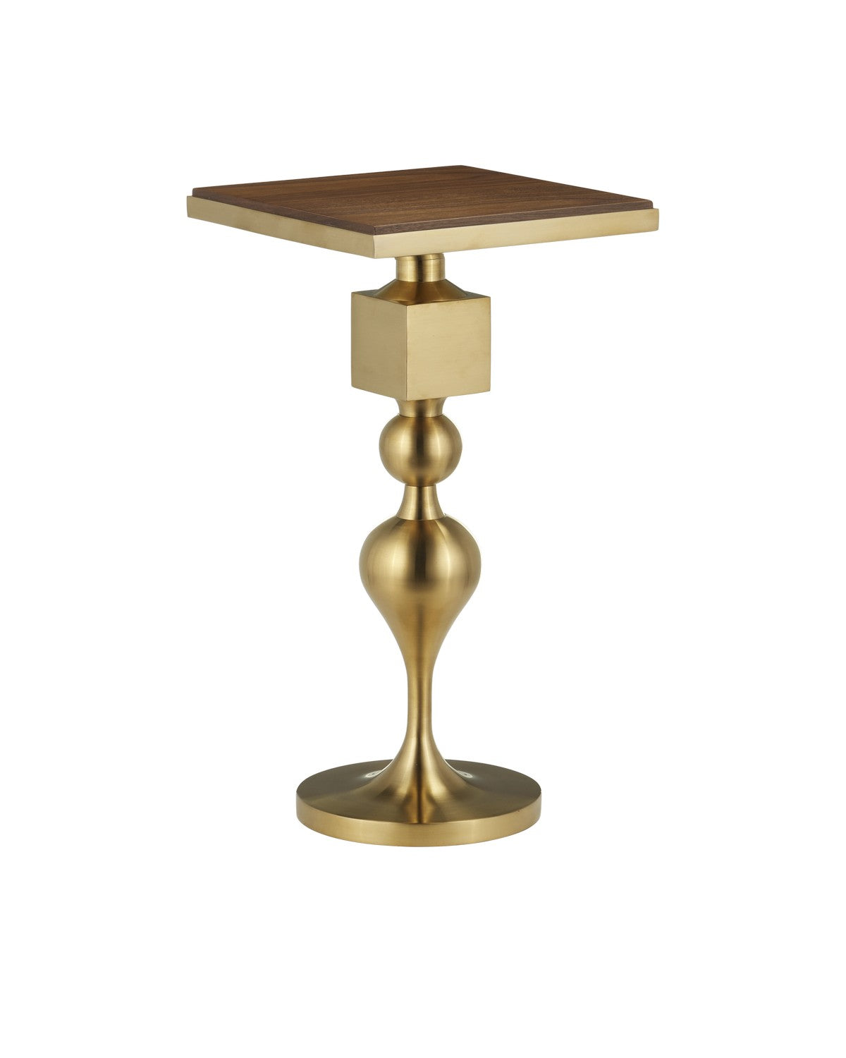 Currey and Company - 4000-0213 - Accent Table - Brushed Brass / Walnut