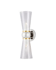 Currey and Company - 5800-0059 - Two Light Bath Wall Sconce - Polished Nickel / Clear / Polished Brass