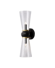 Currey and Company - 5800-0060 - Two Light Bath Wall Sconce - Oil Rubbed Bronze / Clear / Polished Brass