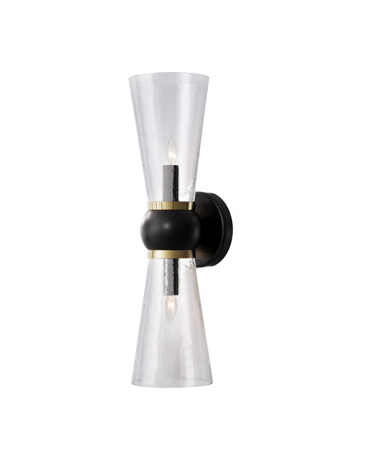 Currey and Company - 5800-0060 - Two Light Bath Wall Sconce - Oil Rubbed Bronze / Clear / Polished Brass
