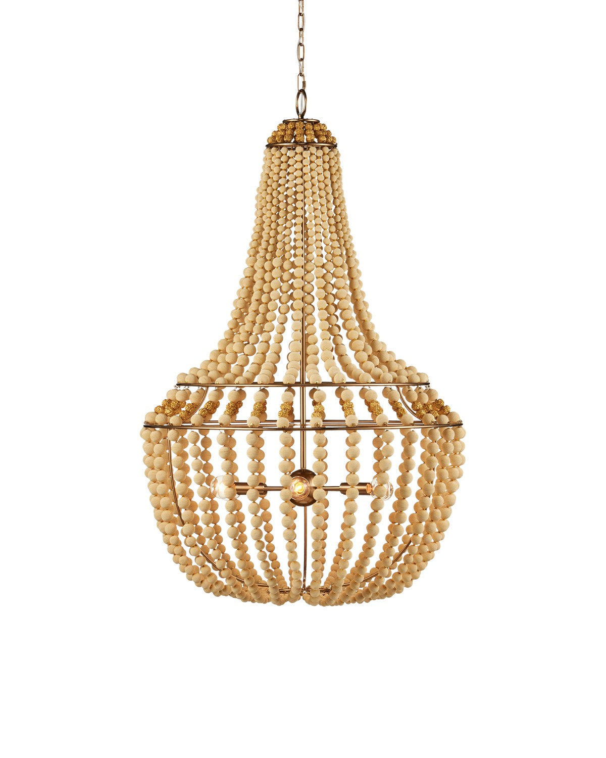 Currey and Company - 9000-1231 - Six Light Chandelier - Beige / Antique Brass