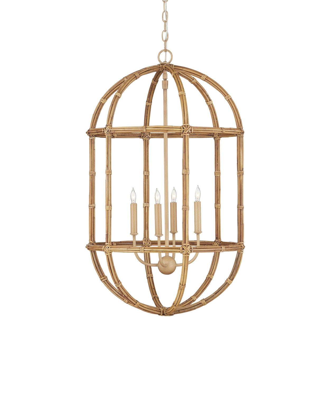 Currey and Company - 9000-1246 - Four Light Lantern - Natural / Saddle Tan
