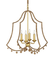 Currey and Company - 9000-1247 - Four Light Chandelier - Natural Rope / Contemporary Gold Leaf