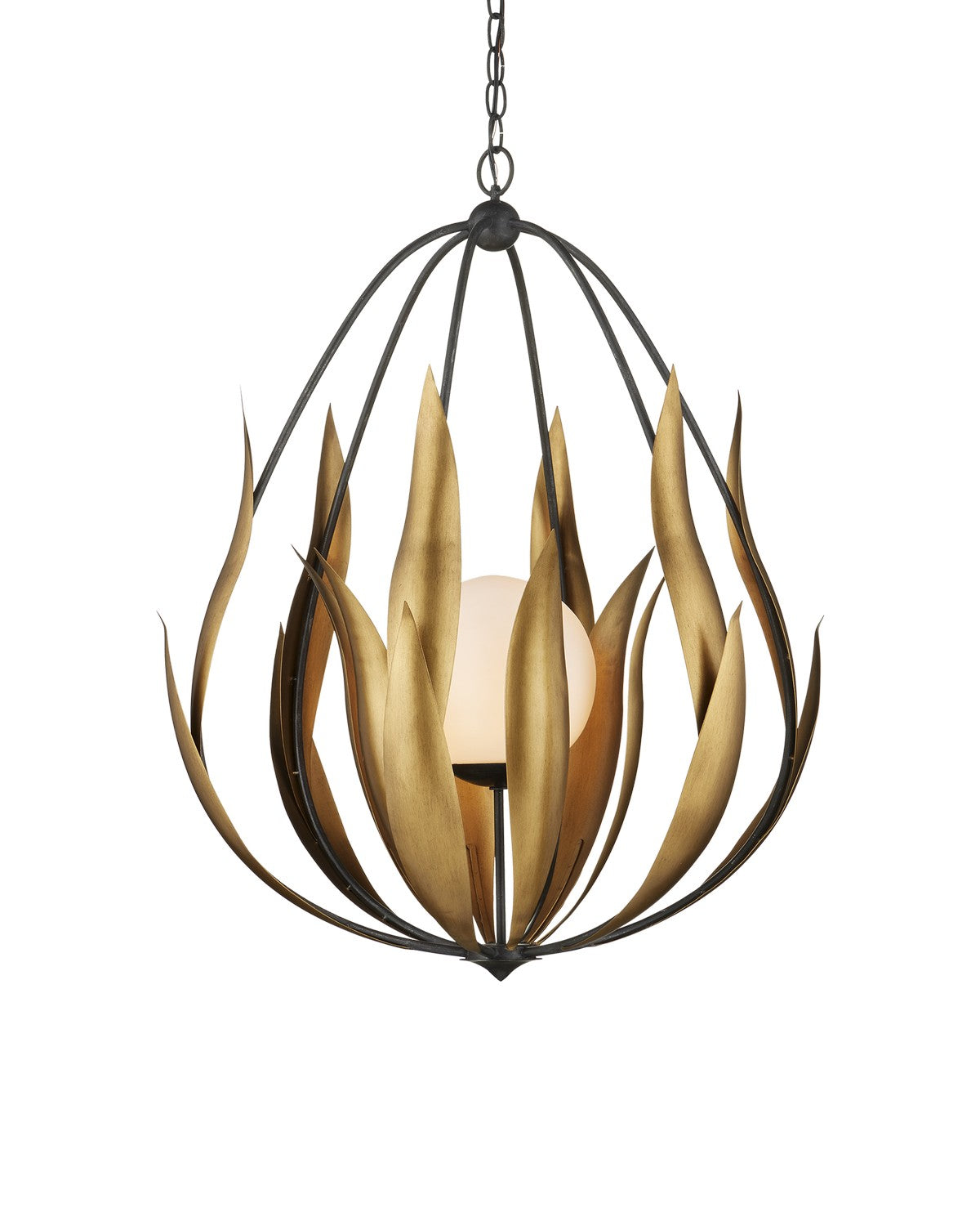Currey and Company - 9000-1250 - One Light Chandelier - Aged Steel / Brass / White