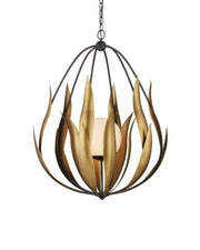 Currey and Company - 9000-1250 - One Light Chandelier - Aged Steel / Brass / White