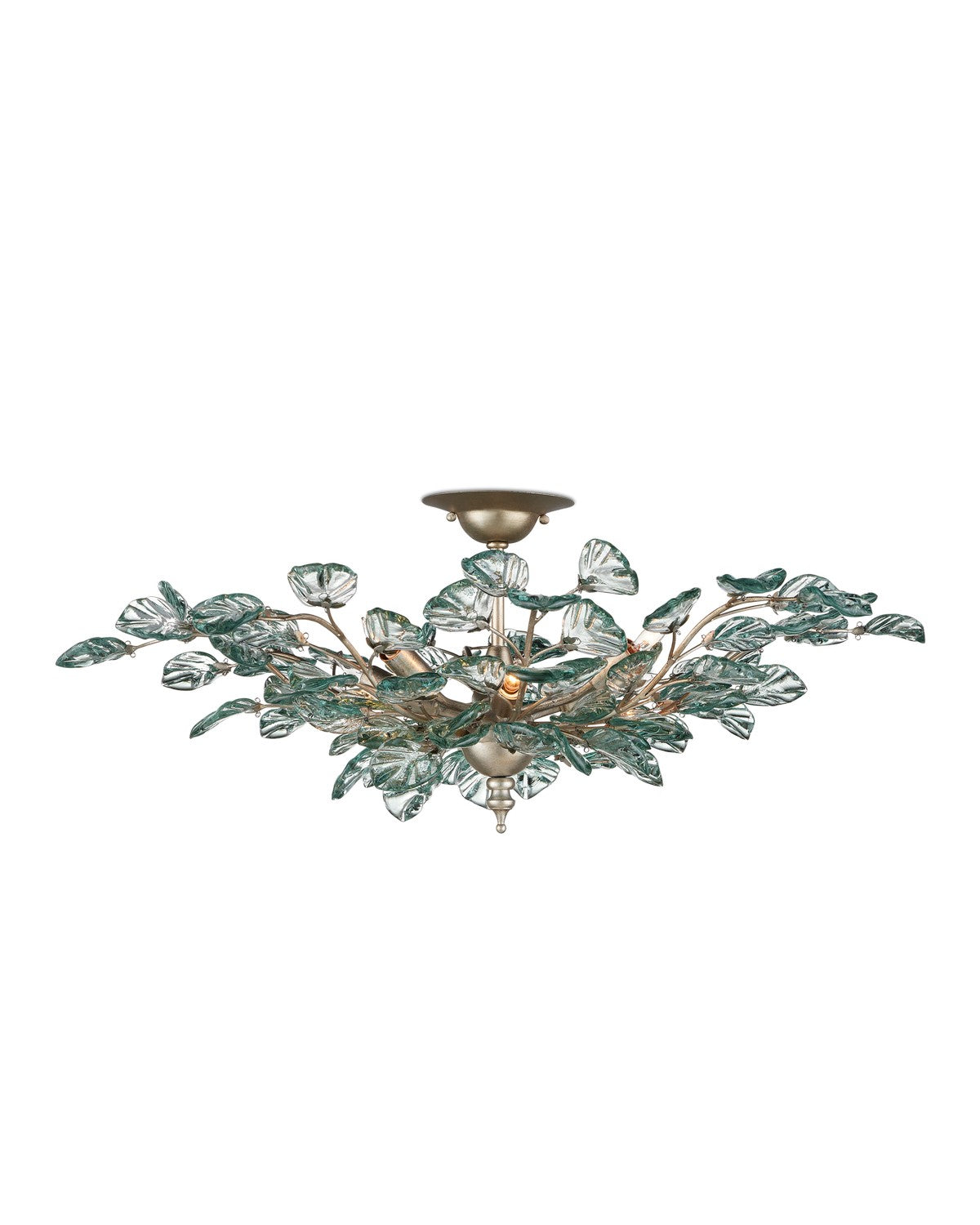Currey and Company - 9000-1260 - Eight Light Semi-Flush Mount - Contemporary Silver Leaf / Clear