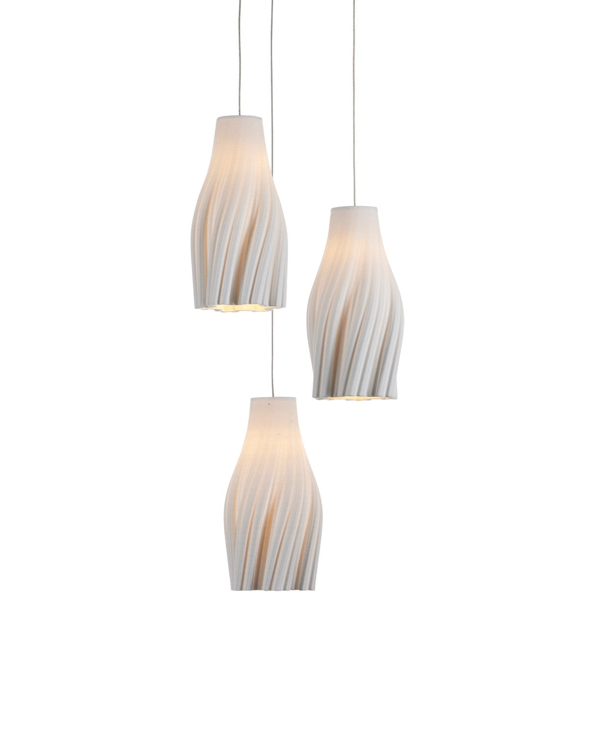 Currey and Company - 9000-1271 - Three Light Pendant - White / Silver