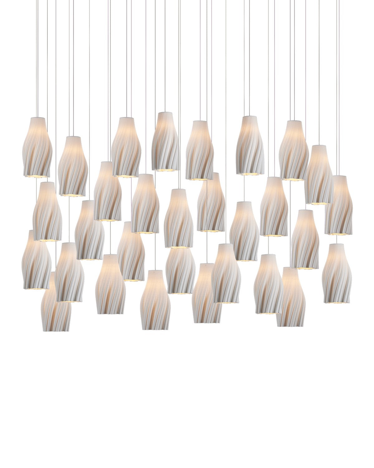 Currey and Company - 9000-1275 - 30 Light Linear Pendant - White / Silver