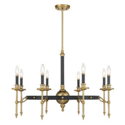 Savoy House - 1-9512-8-143 - Eight Light Chandelier - Consulate - Matte Black and Warm Brass