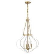 Savoy House - 7-4866-4-142 - Four Light Pendant - Mercer - White and Warm Brass