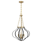 Savoy House - 7-4866-4-143 - Four Light Pendant - Mercer - Matte Black and Warm Brass