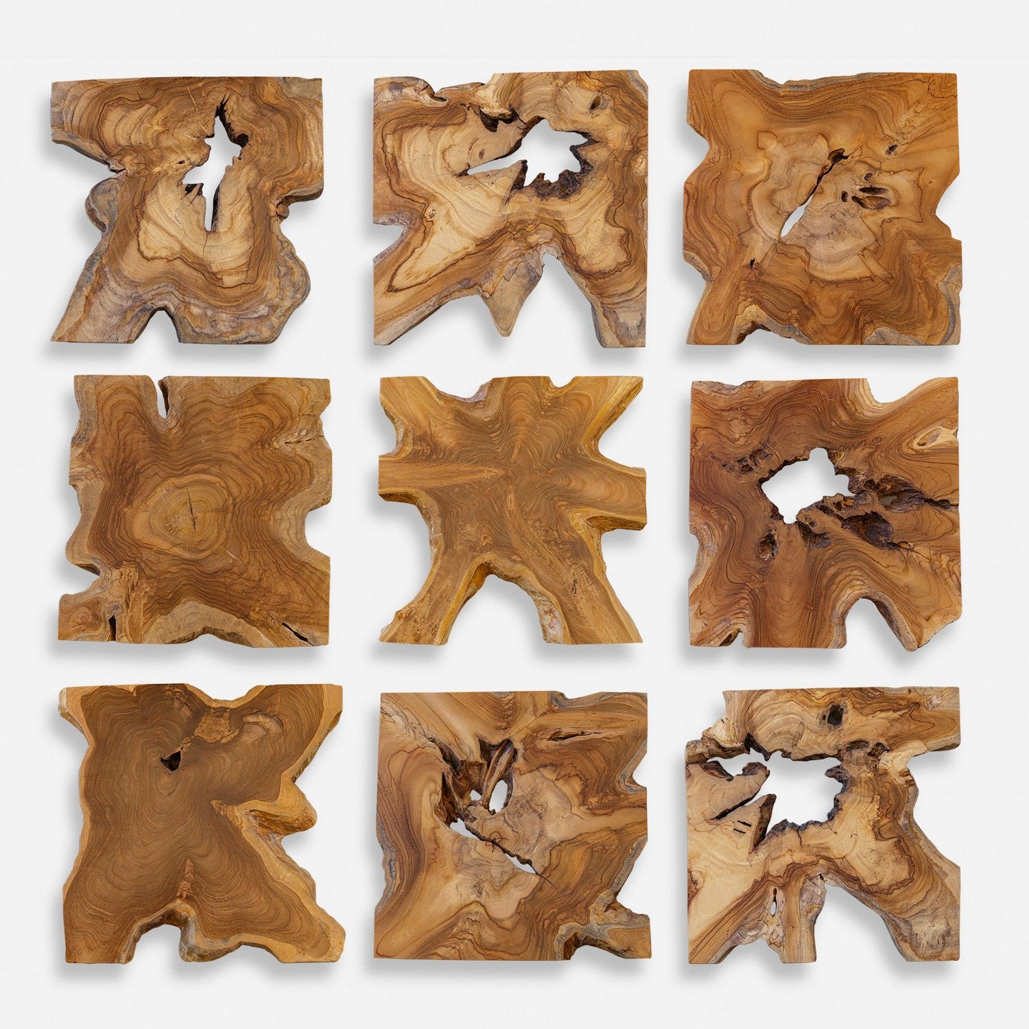 Uttermost - 04379 - Wall Decor Set/9 - Talia - Natural Teak Wood