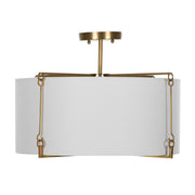 Gabby - SCH-170560 - Two Light Semi-Flush Mount - Theresa - Brass/Feather White Linen/White Acrylic