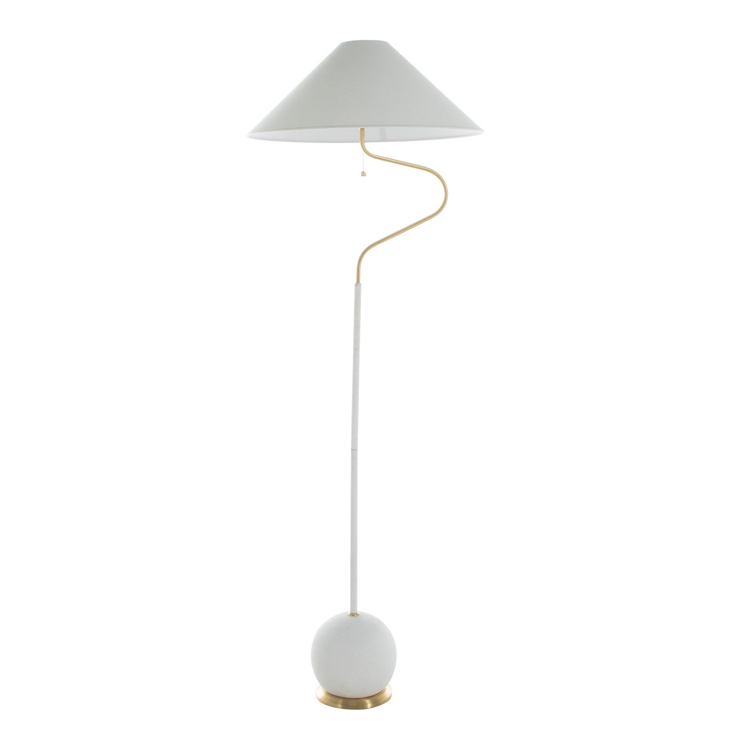 Gabby - SCH-175387 - One Light Floor Lamp - Lombard - Plaster White/Feather White Linen/Brass