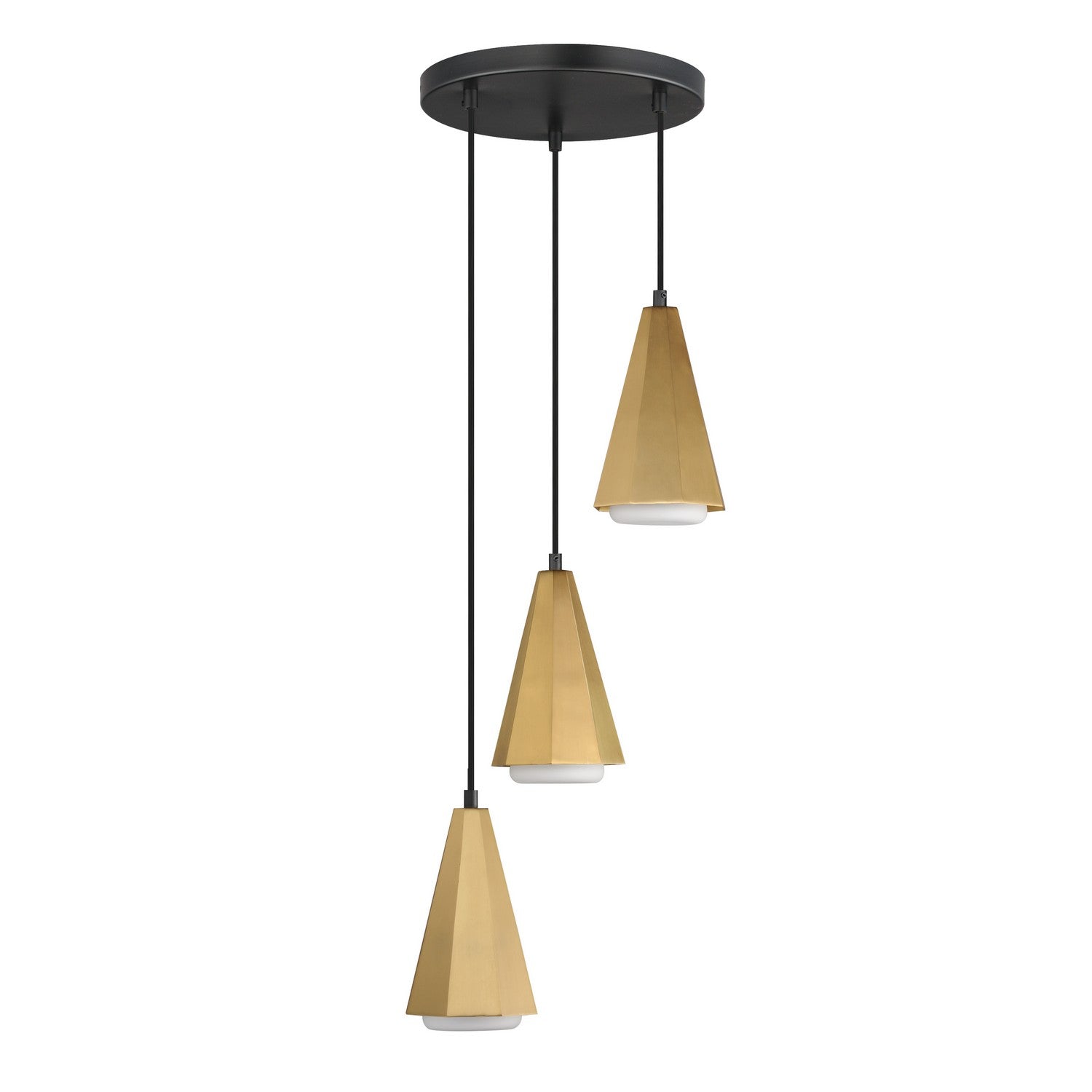 Maxim - 10813SWBKAB - Three Light Pendant - Rizzo - Black / Antique Brass