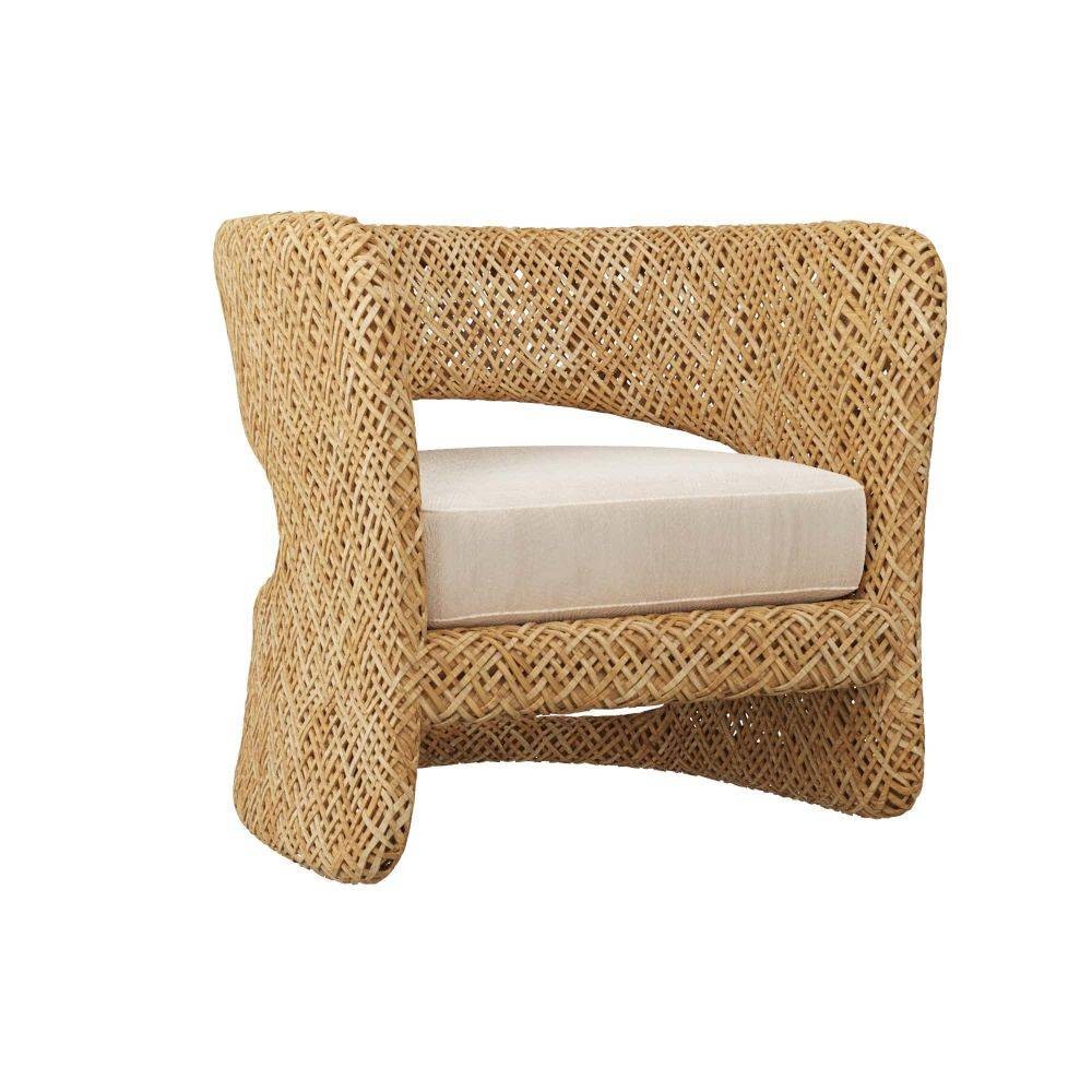 Arteriors - 5751 - Lounge Chair - Palmeda - Textured Ivory/Natural Rattan