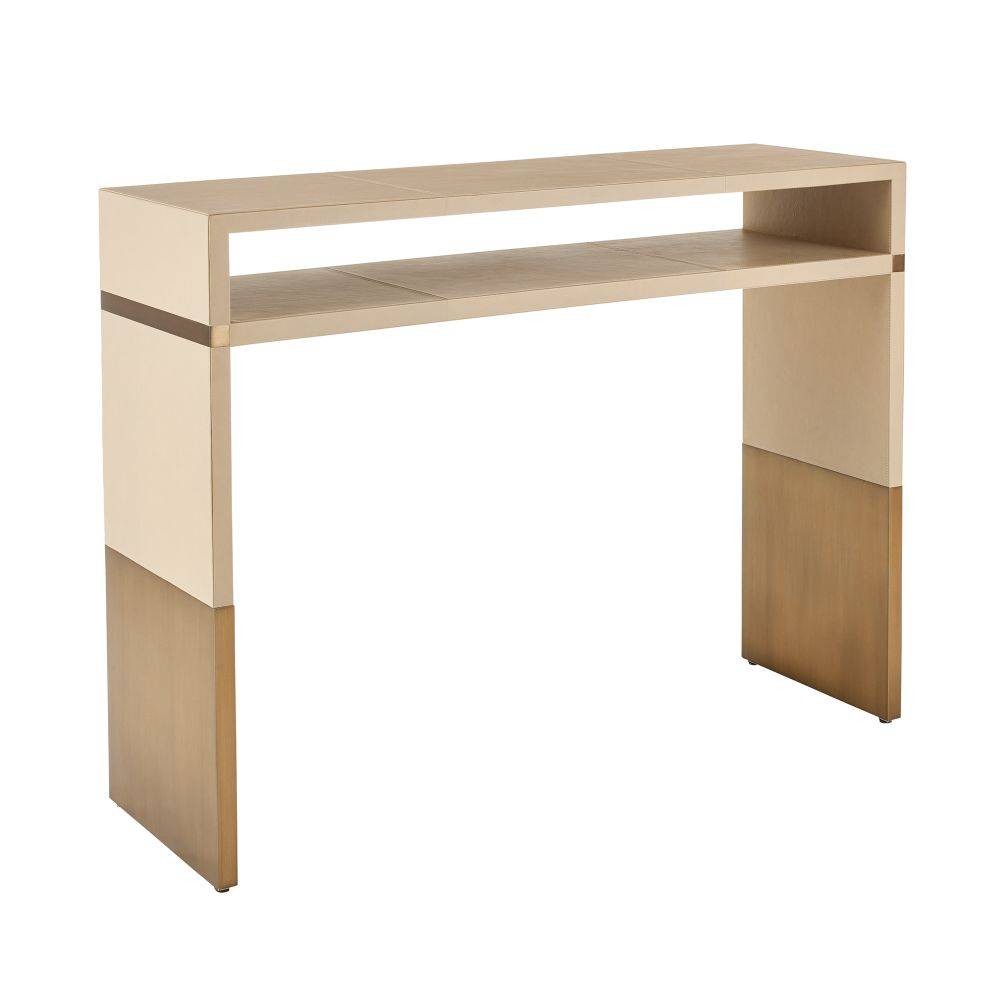 Arteriors - FLI03 - Console - Talcon - Dove Leather/Antique Brass Clad