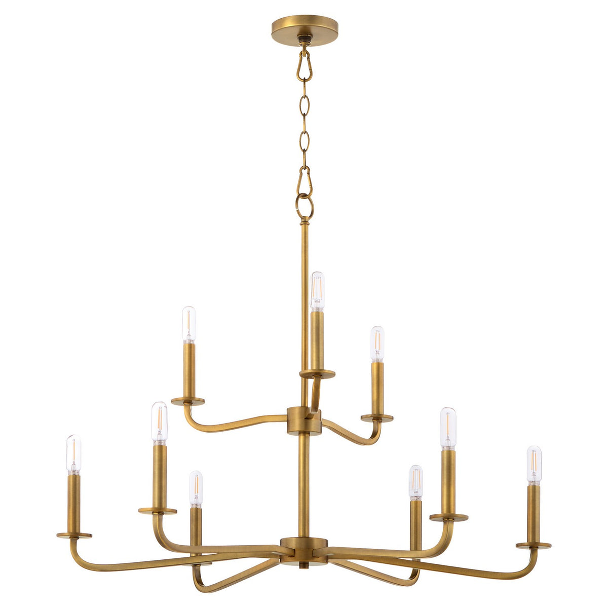 Quorum - 6307-9-47 - Nine Light Chandelier - Rutherford - Brushed Brass
