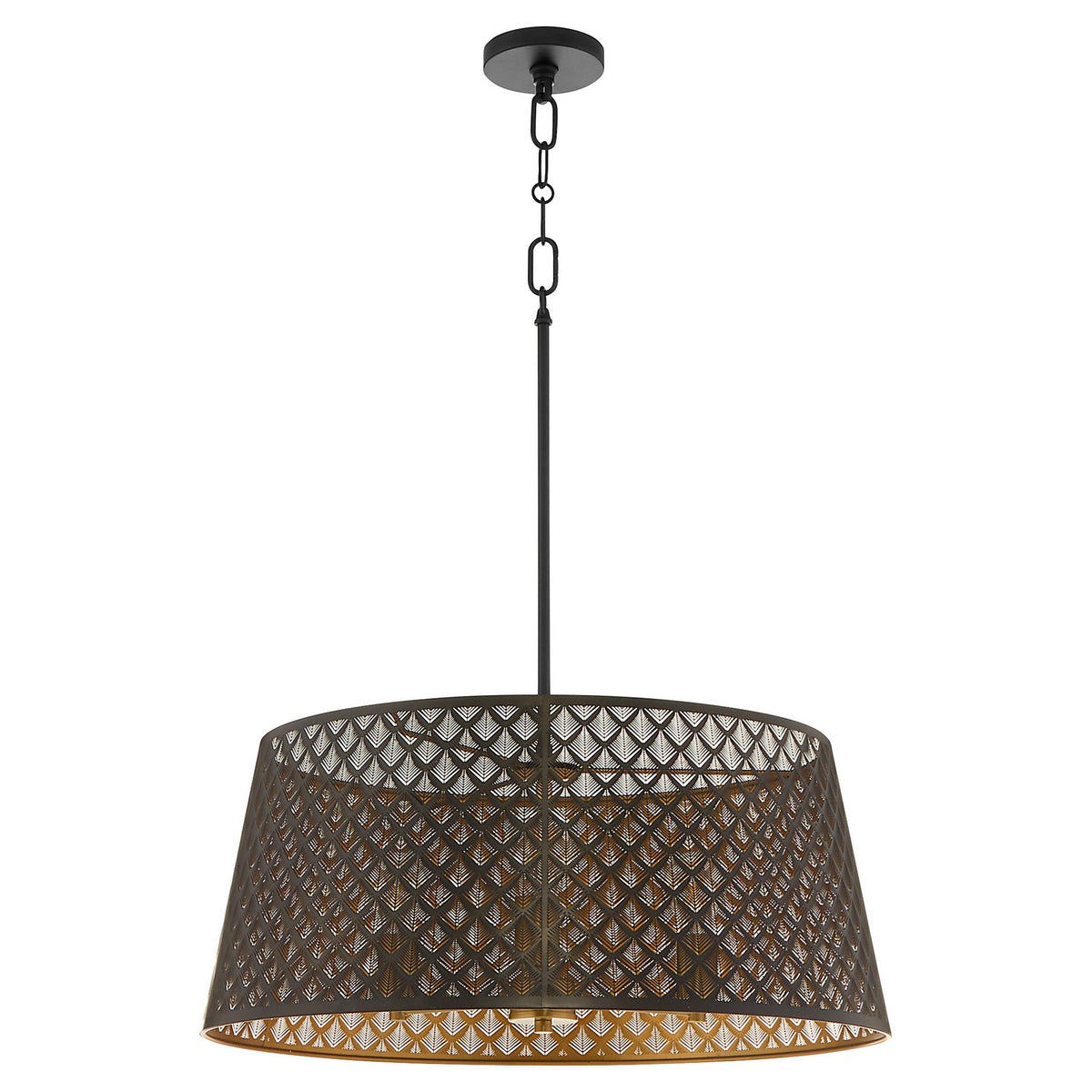 Quorum - 8217-3-5980 - Three Light Pendant - Benedict - Matte Black|Aged Brass