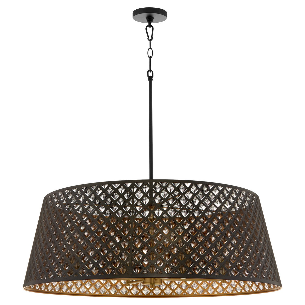 Quorum - 8217-4-5980 - Four Light Pendant - Benedict - Matte Black|Aged Brass