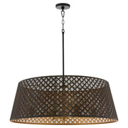 Quorum - 8217-4-5980 - Four Light Pendant - Benedict - Matte Black|Aged Brass