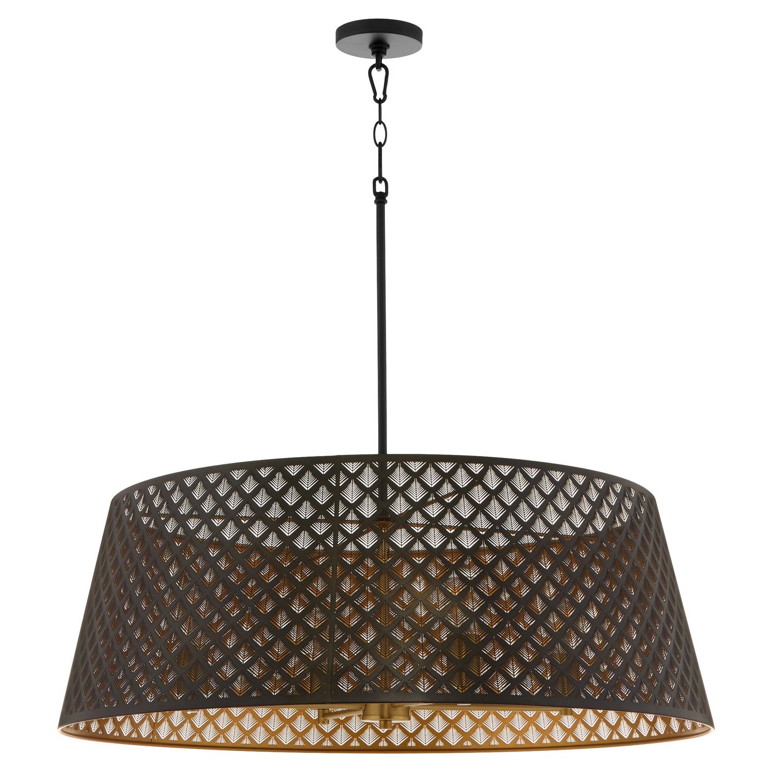 Quorum - 8217-4-5980 - Four Light Pendant - Benedict - Matte Black|Aged Brass