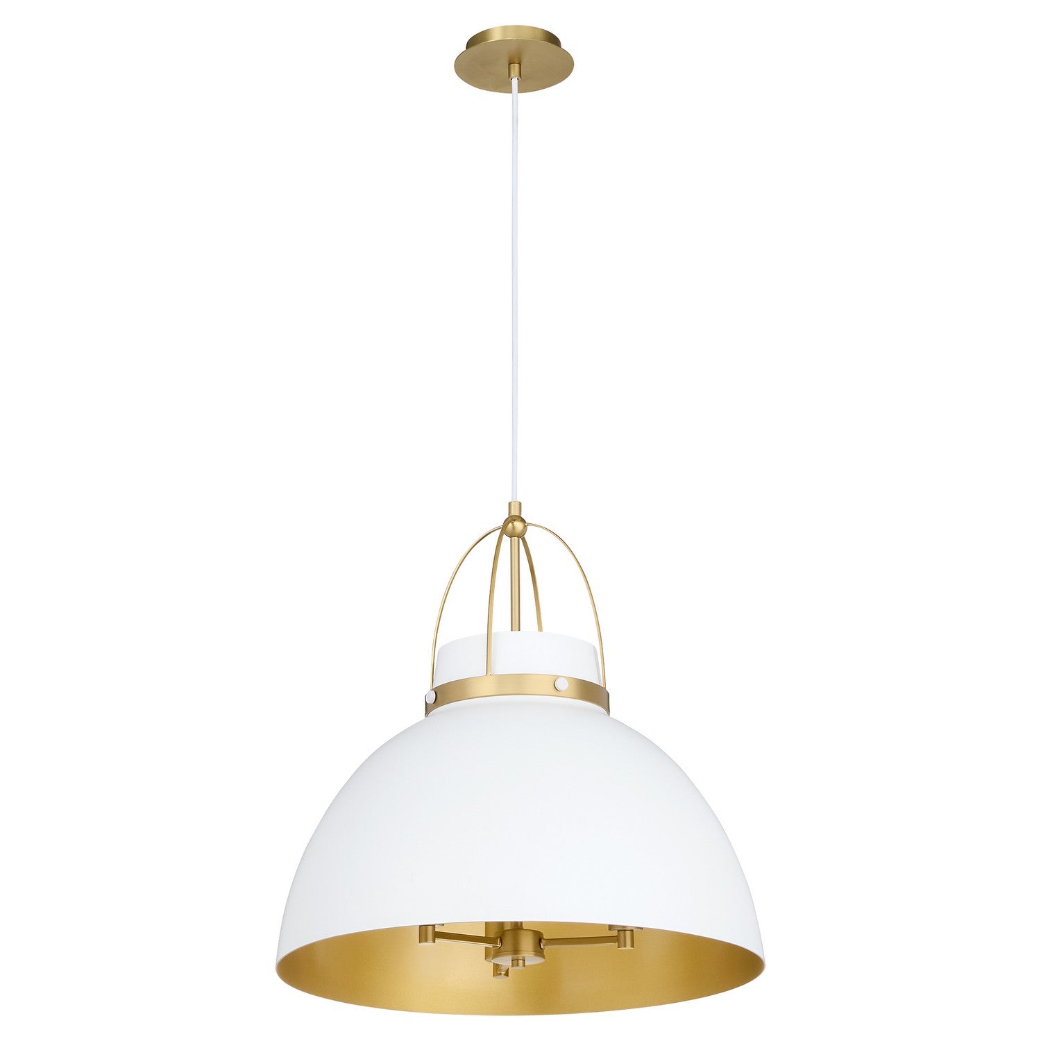 Quorum - 823-3-0880 - Three Light Pendant - Pruitt - Studio White|Aged Brass