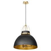 Quorum - 823-3-5980 - Three Light Pendant - Pruitt - Matte Black|Aged Brass