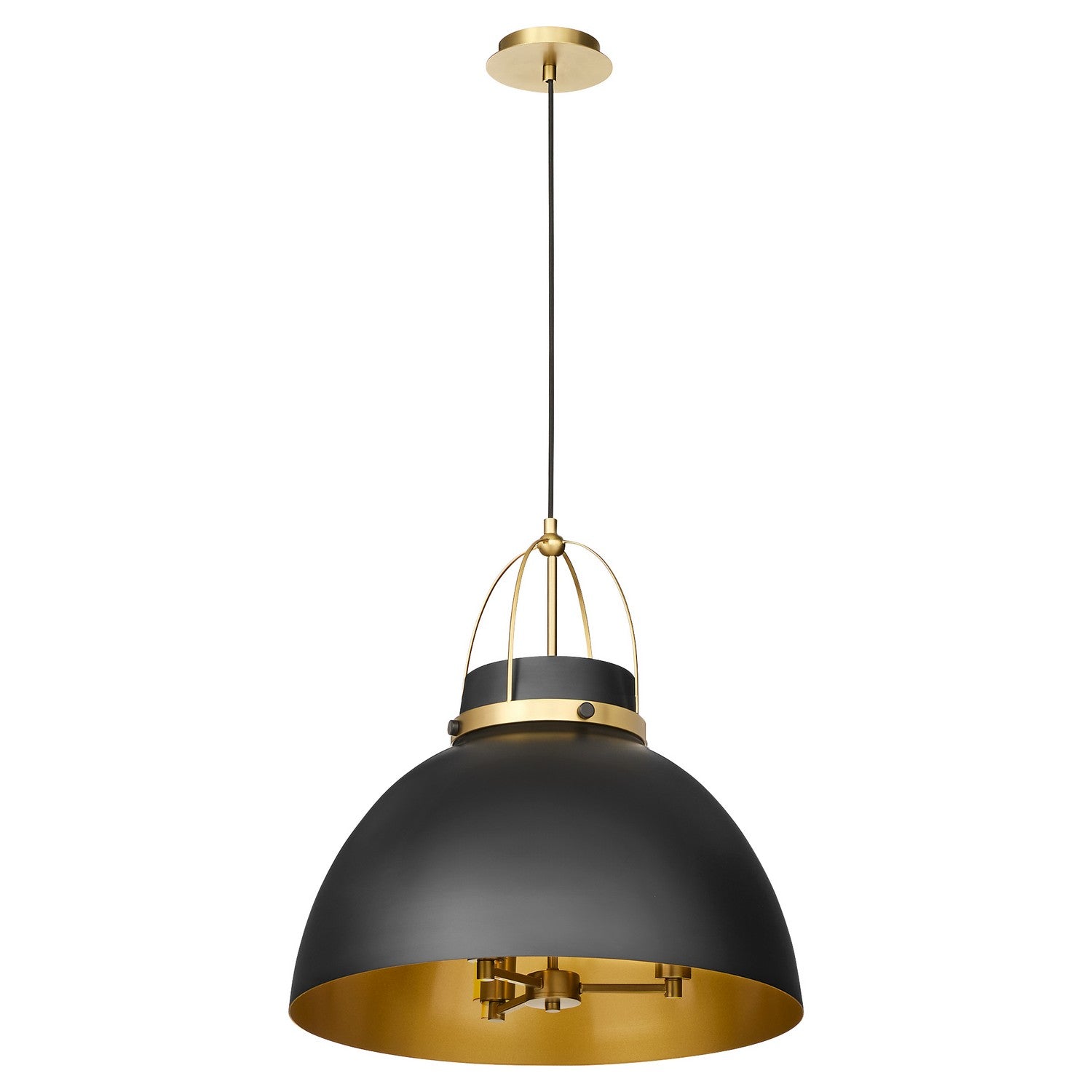 Quorum - 823-3-5980 - Three Light Pendant - Pruitt - Matte Black|Aged Brass