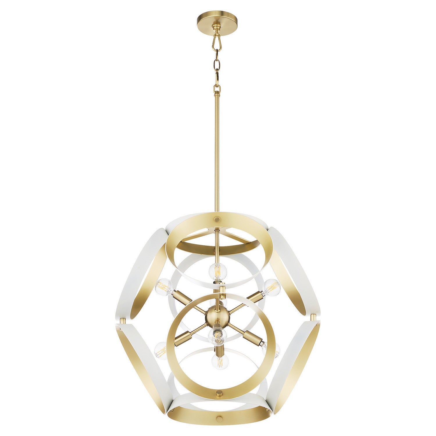 Quorum - 865-8-0880 - Eight Light Pendant - Domain - Studio White|Aged Brass
