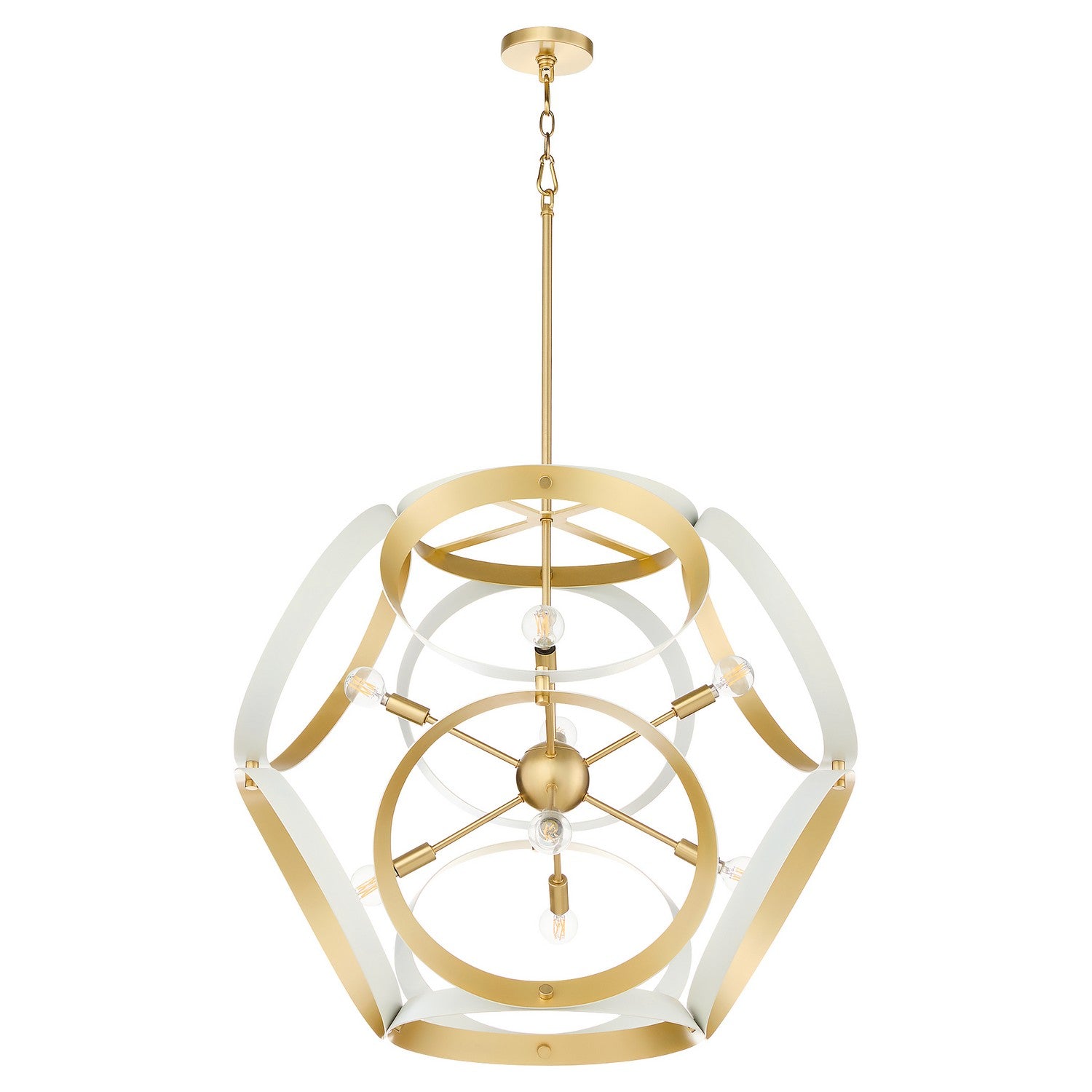 Quorum - 866-8-0880 - Eight Light Pendant - Domain - Studio White|Aged Brass