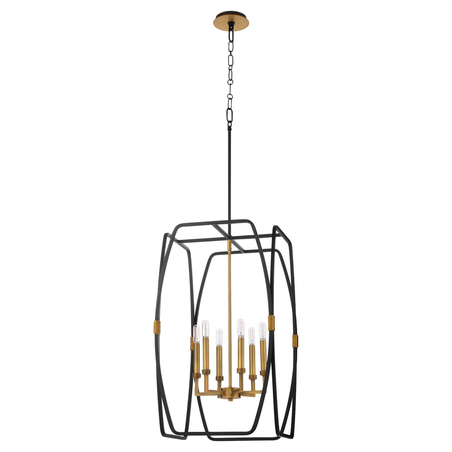 Quorum - 880-6-5947 - Six Light Pendant - Bishop - Matte Black|Brushed Brass