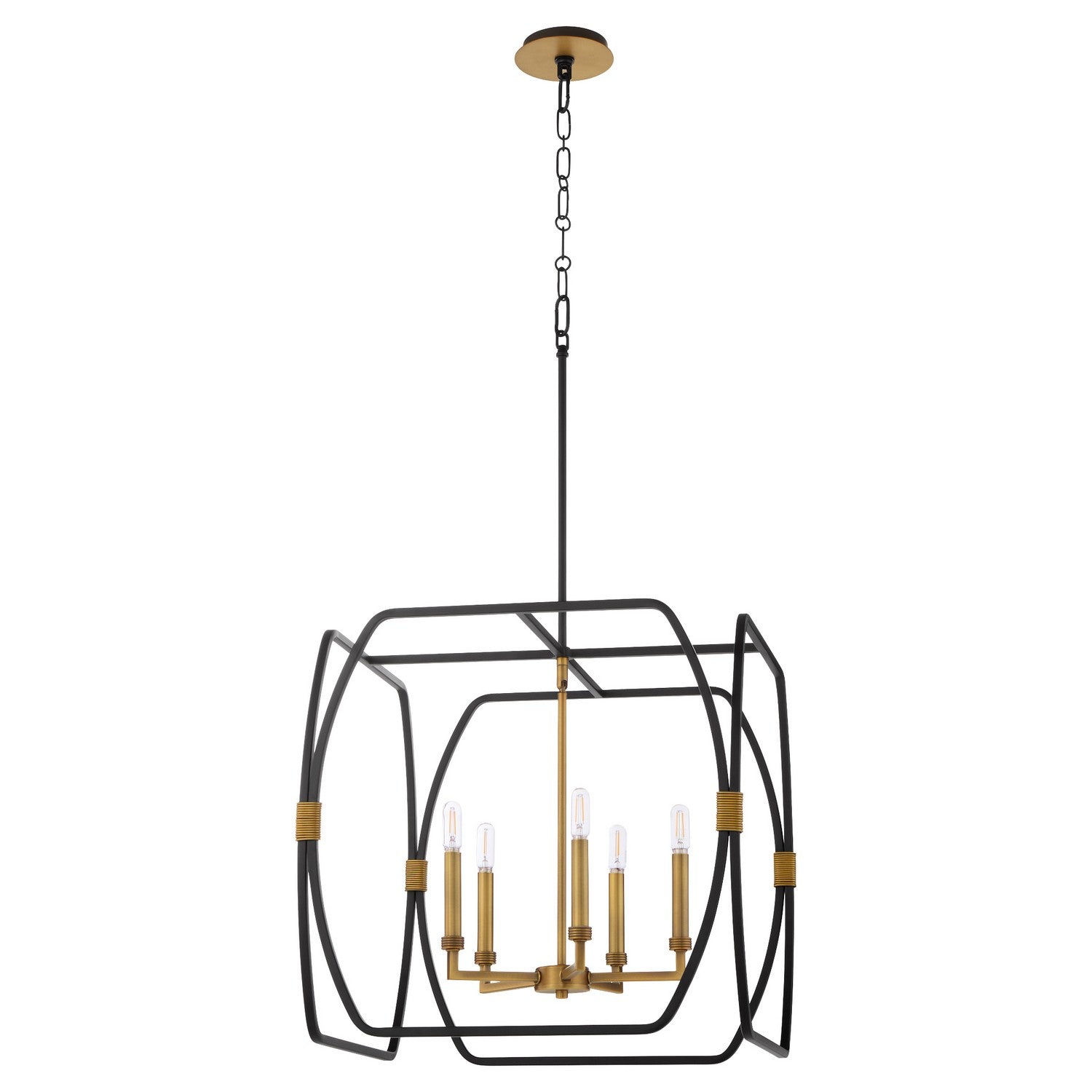 Quorum - 881-5-5947 - Five Light Pendant - Bishop - Matte Black|Brushed Brass
