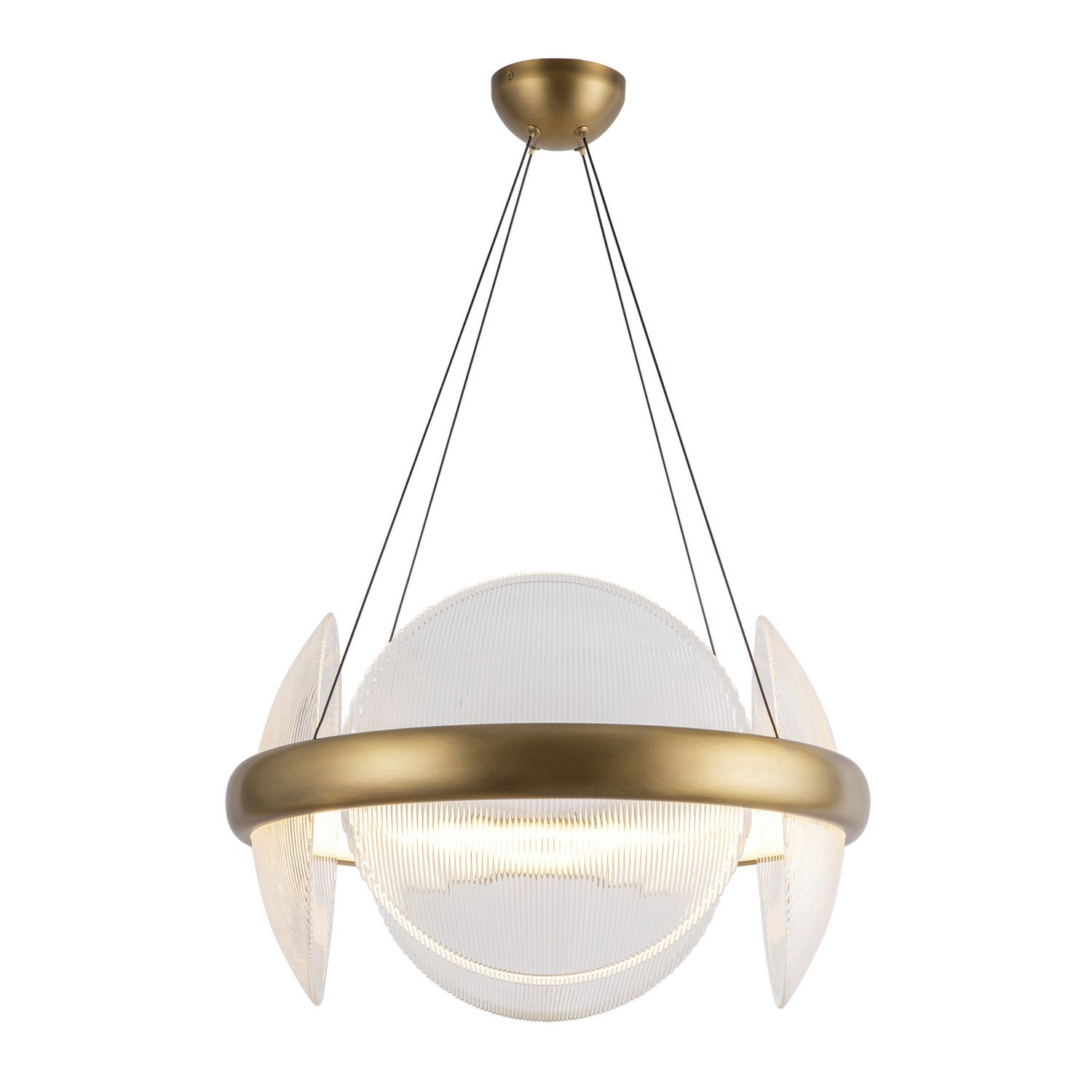 Kuzco Lighting - CH13922-VBCR-UNV - LED Chandelier - Taurus - Vintage Brass/Clear Ribbed Glass