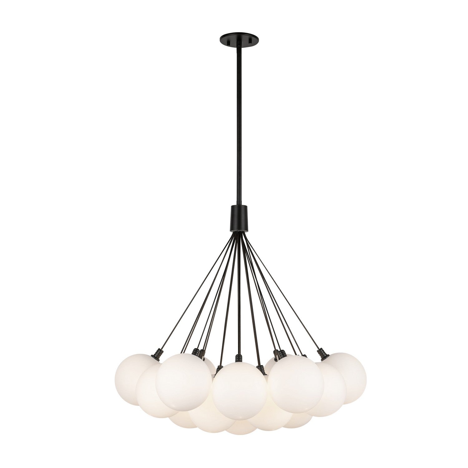 Kuzco Lighting - CH3128-BK/OP - LED Chandelier - Bolla - Black/Opal Glass