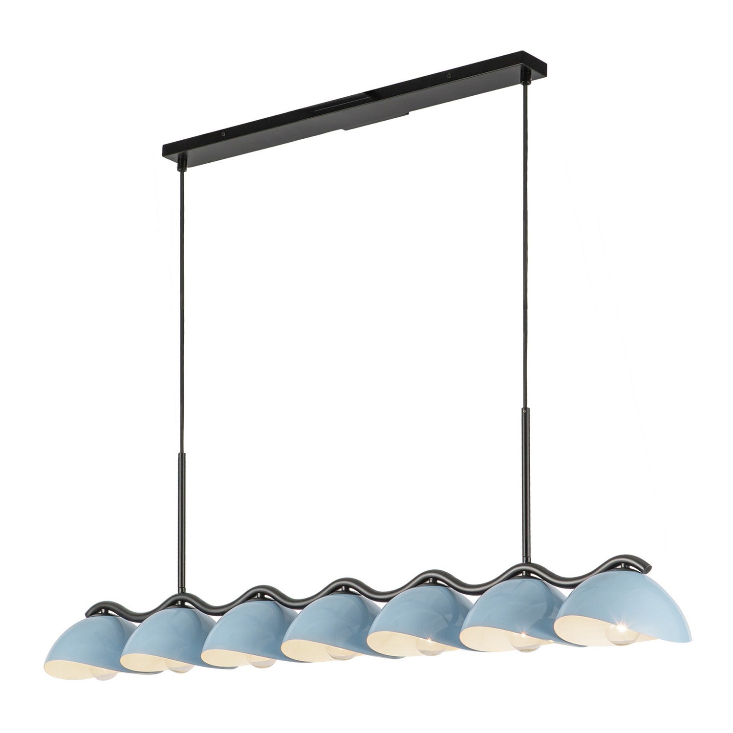 Kuzco Lighting - LP57642-BK/CER - Seven Light Linear Pendant - Atlas - Black/Cerulean