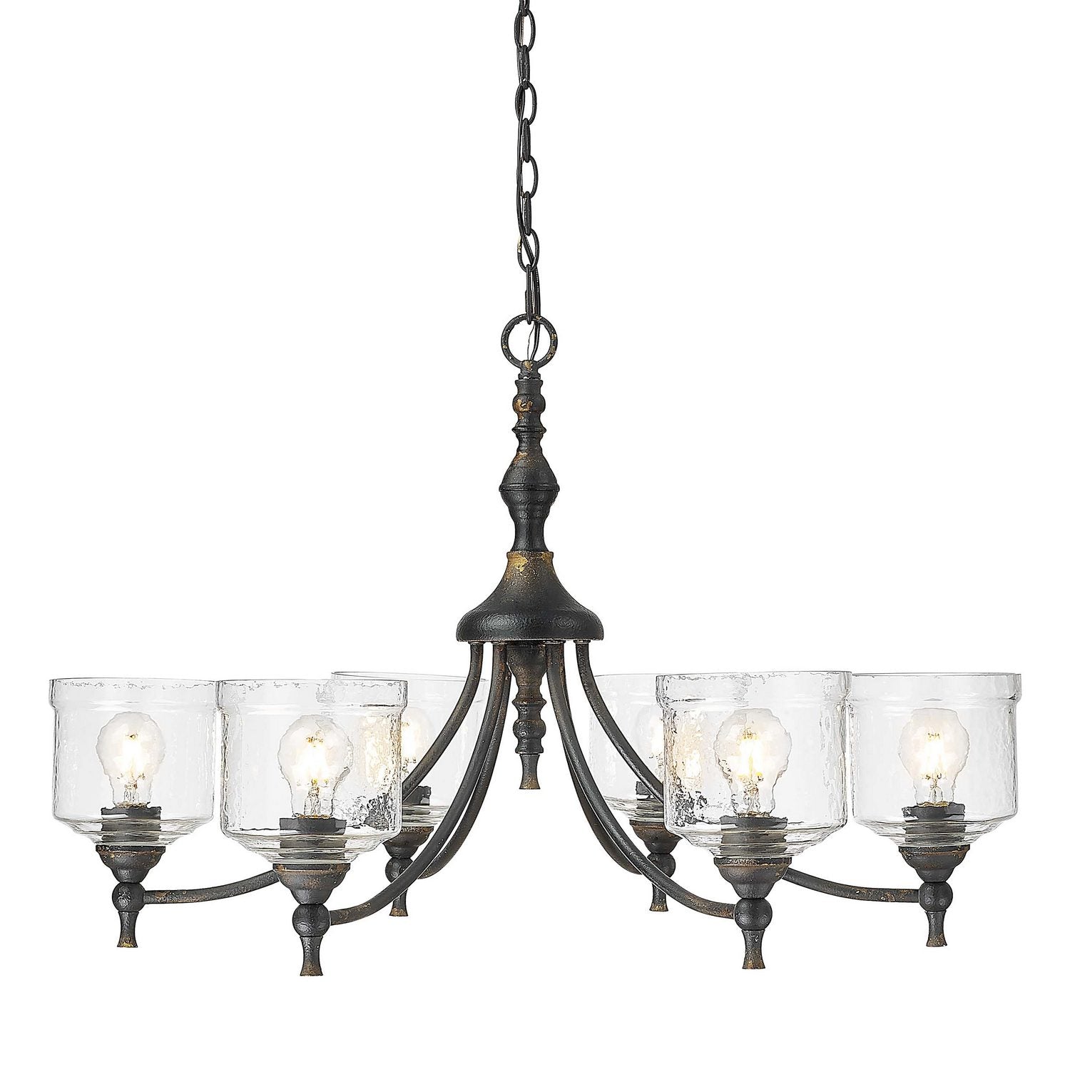 Golden - 0806-6 ABI-HWG - Six Light Chandelier - Keating - Antique Black Iron