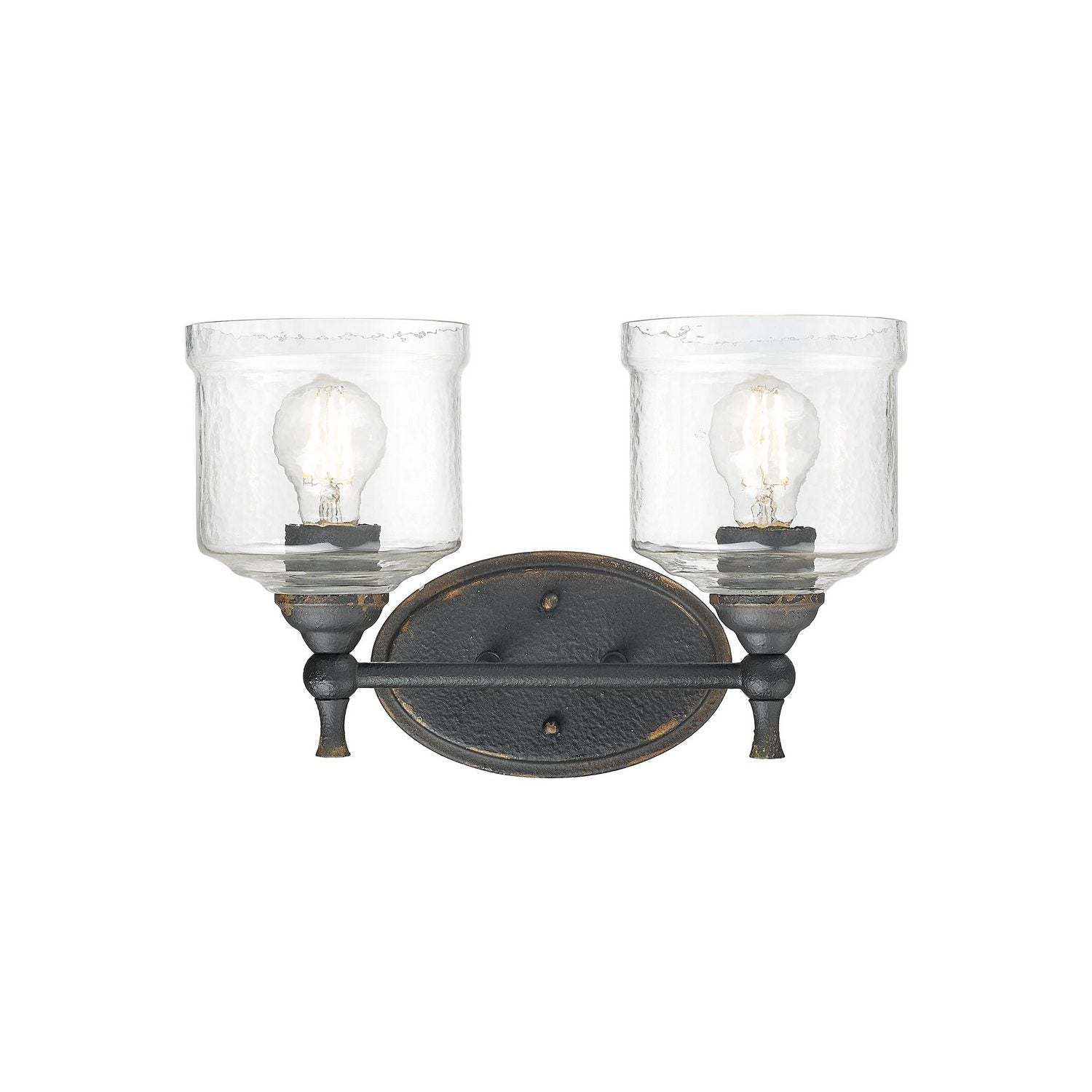 Golden - 0806-BA2 ABI-HWG - Two Light Vanity - Keating - Antique Black Iron