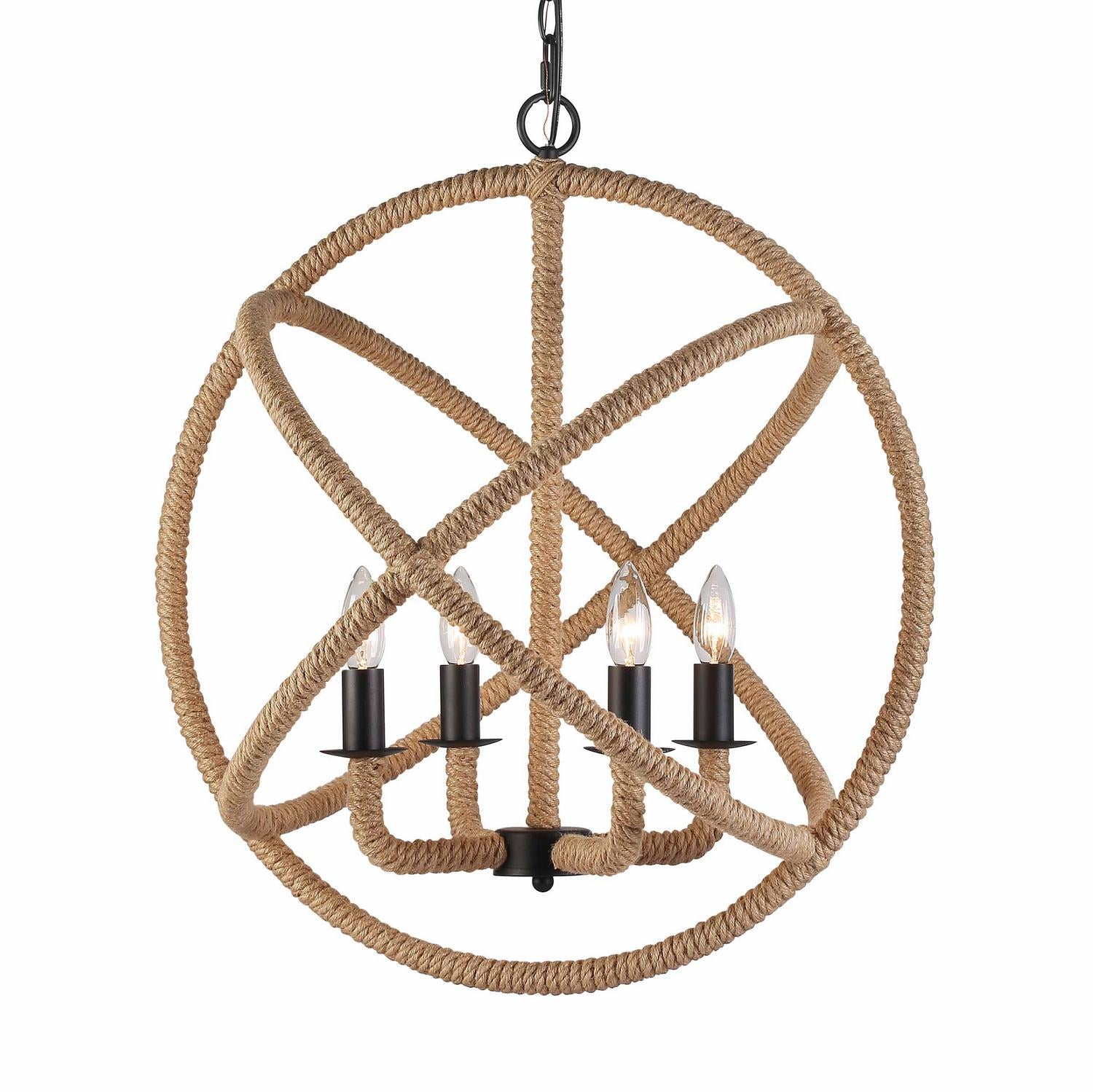 Golden - 0868-4 NB - Four Light Chandelier - Marina - Natural Black
