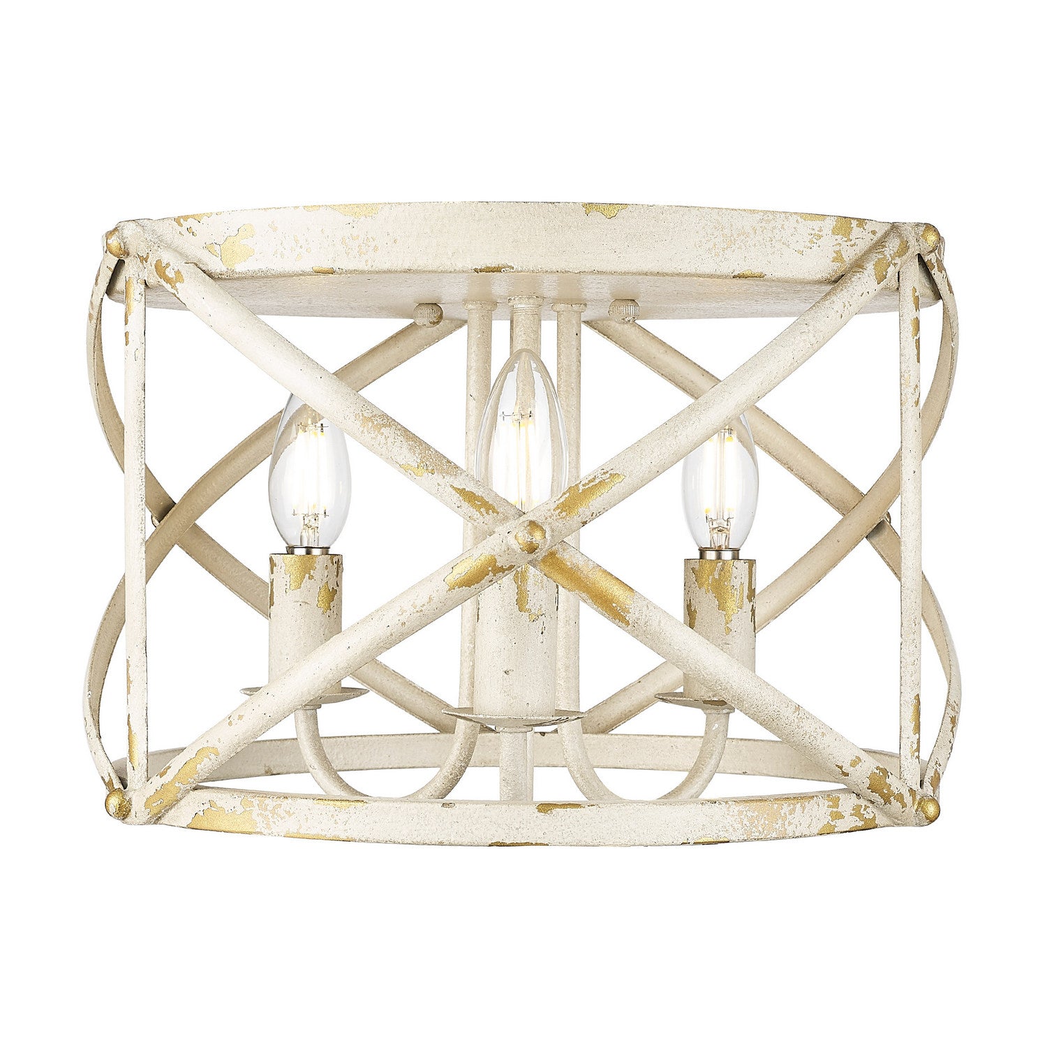 Golden - 0890-FM AI - Three Light Flush Mount - Alcott - Antique Ivory
