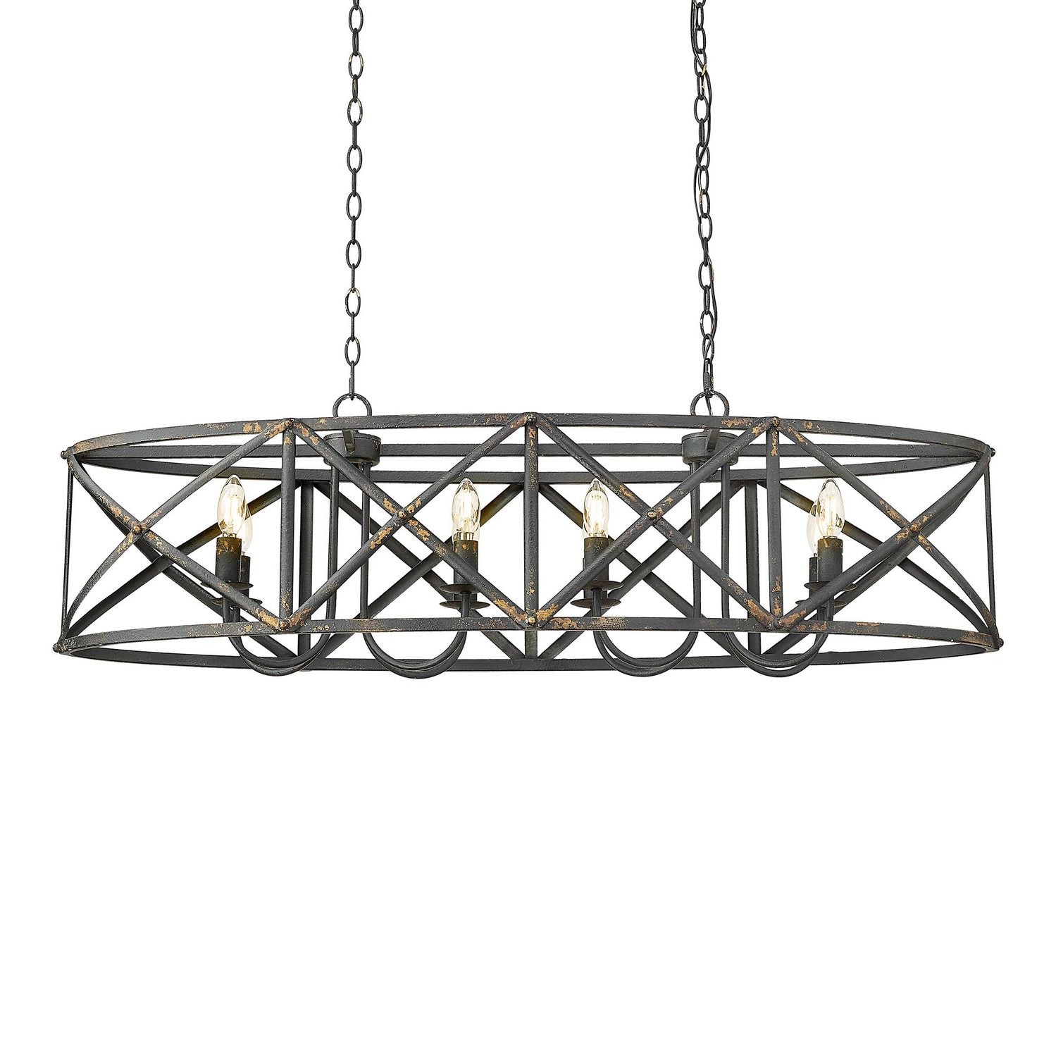Golden - 0890-LP ABI - Eight Light Linear Pendant - Alcott - Antique Black Iron