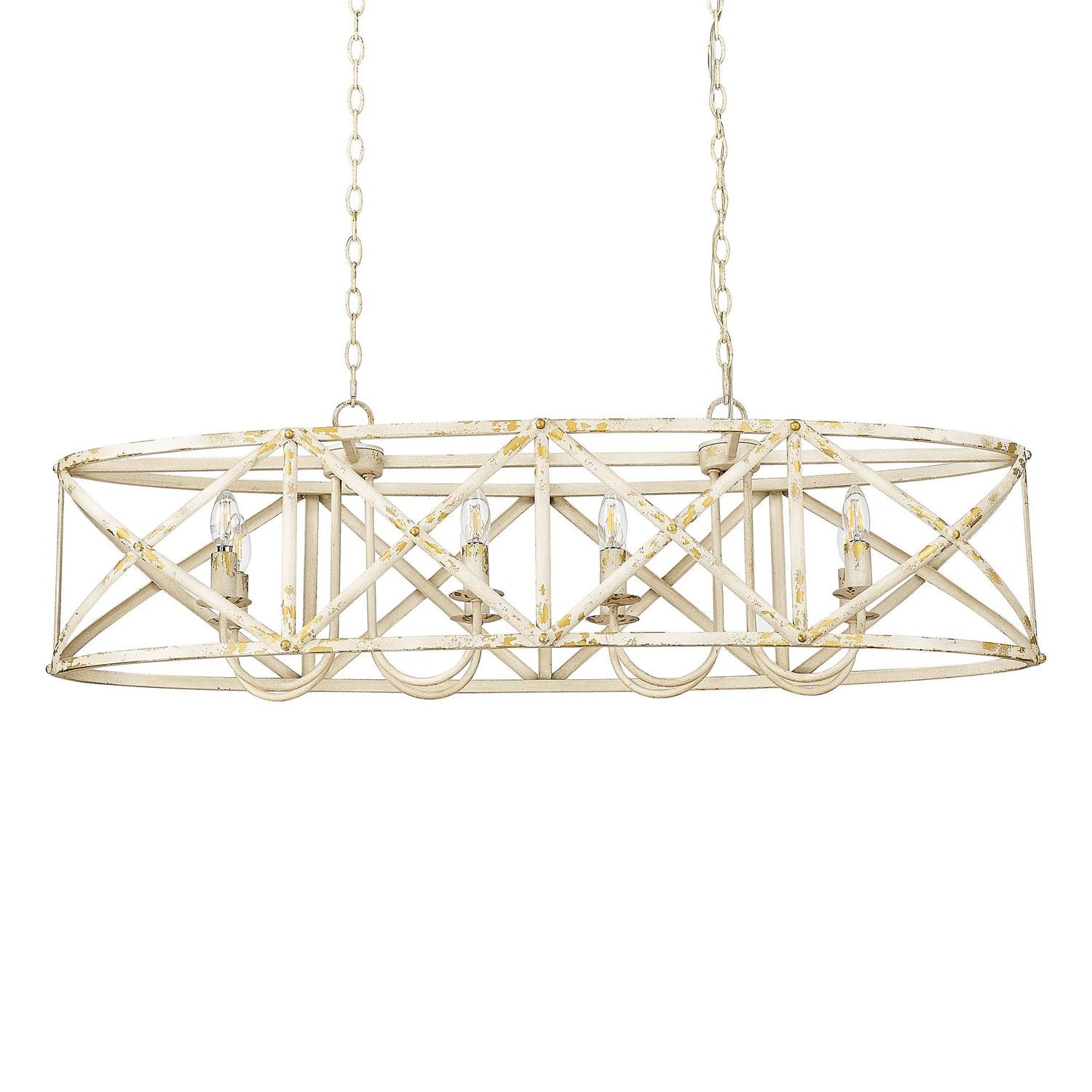 Golden - 0890-LP AI - Eight Light Linear Pendant - Alcott - Antique Ivory