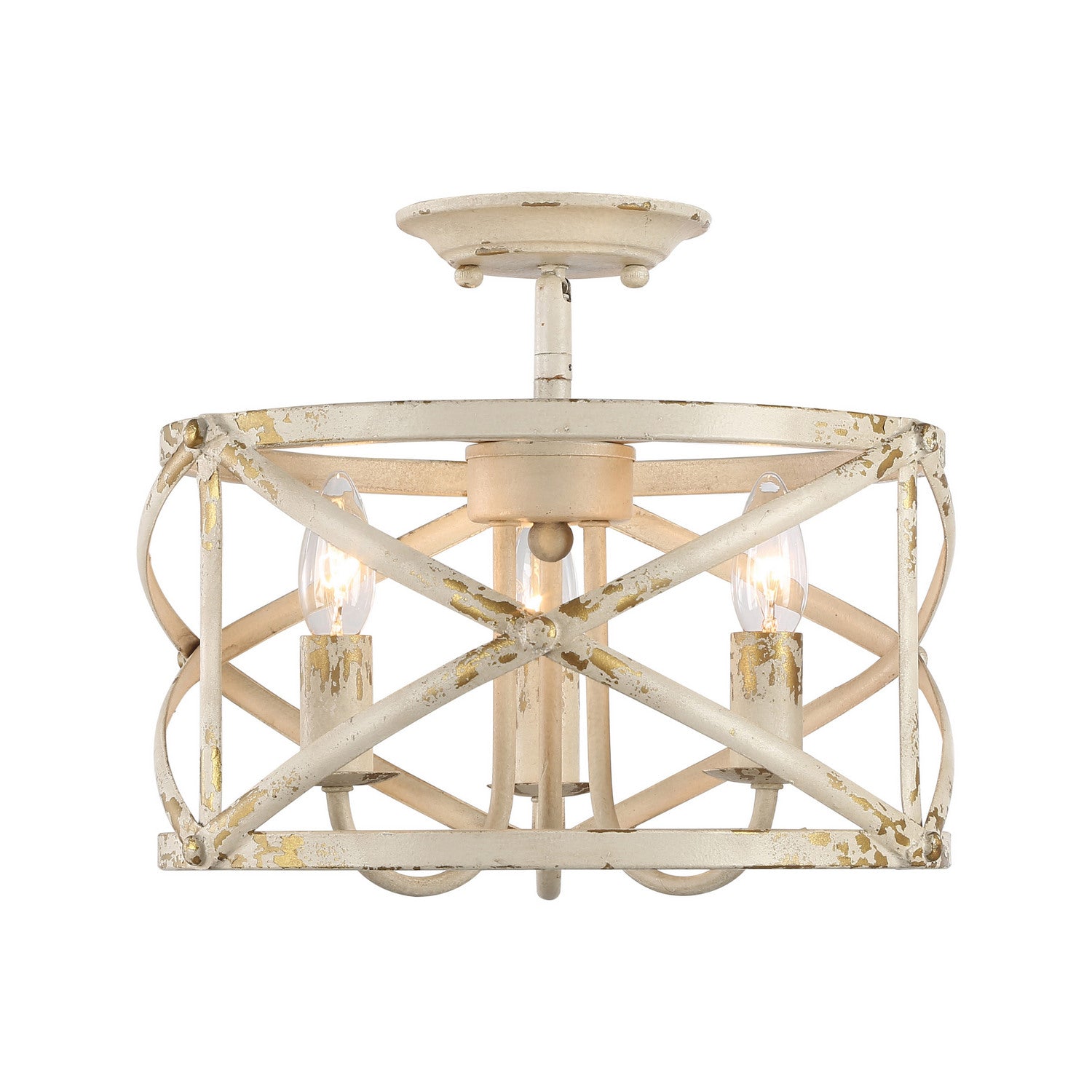 Golden - 0890-SF AI - Three Light Semi-Flush Mount - Alcott - Antique Ivory