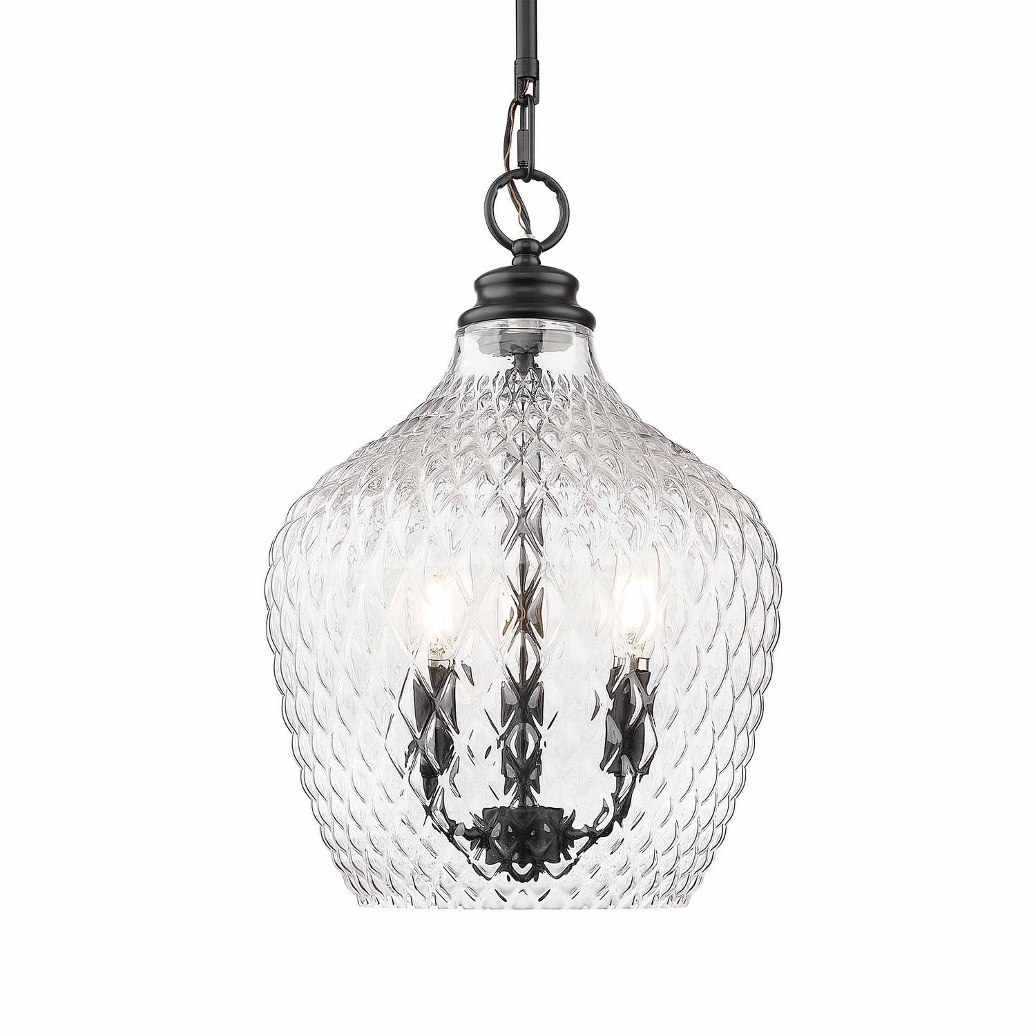 Golden - 1088-3P BLK-CLR - Three Light Pendant - Adeline - Matte Black
