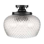 Golden - 1088-3SF BLK-CLR - Three Light Semi-Flush Mount - Adeline - Matte Black